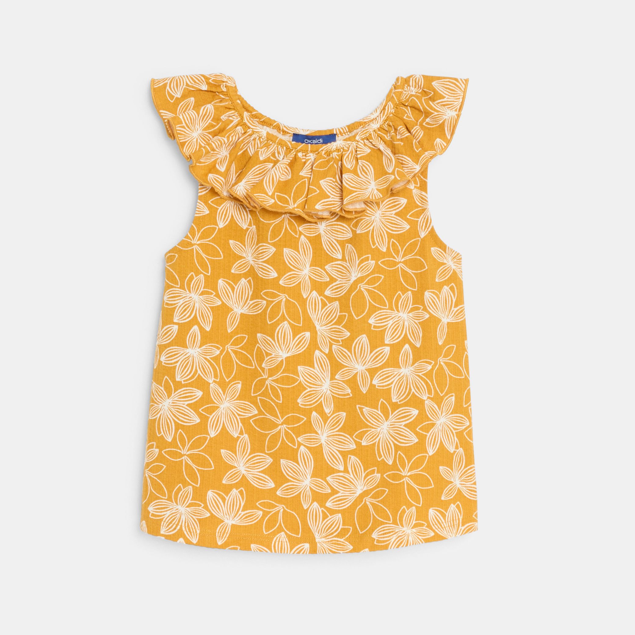 Áo vest in họa tiết cổ nhún bèo